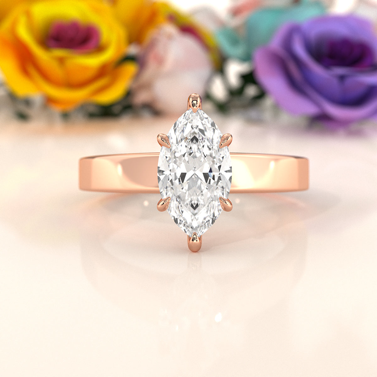 3.5mm Cathedral Style Flat Edge Solitaire Lab Grown Diamond IGI Certified Engagement Ring 4g Setting 1.00 Ctw.